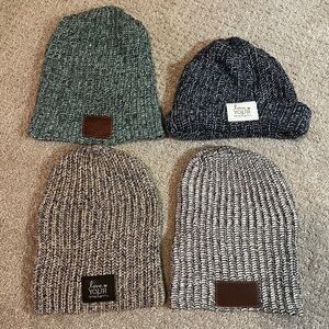 Love Your Melon Beanie Knit Hat Speckled Cream Black Gold Blue Patch Logo Lot 4x